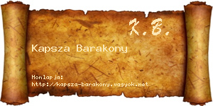 Kapsza Barakony névjegykártya
